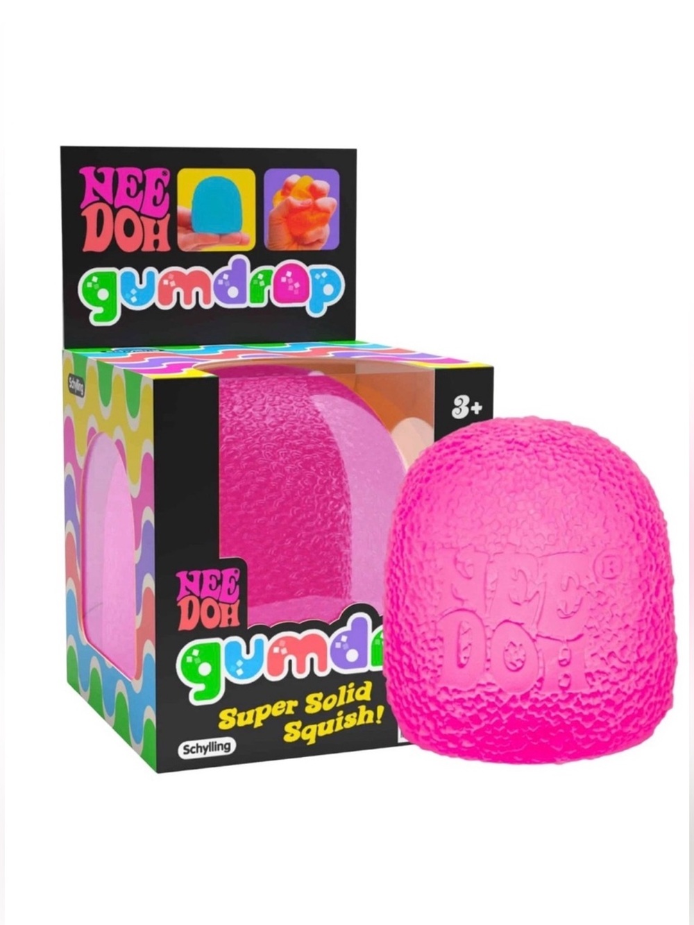 NeeDoh Gumdrop Super Solid Squish - Bright Pink NEW